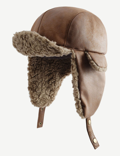Vintage Distressed Suede Warm Winter Trapper Hat