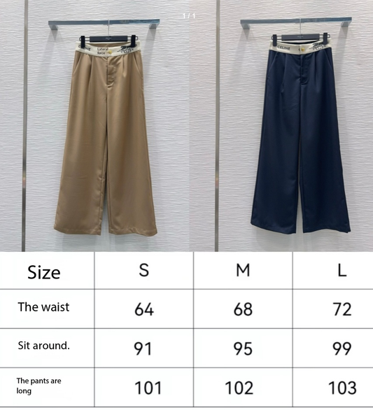 Celine 26S Wide-leg Trousers Celine Belt Beige Polyester Viscose 351299
