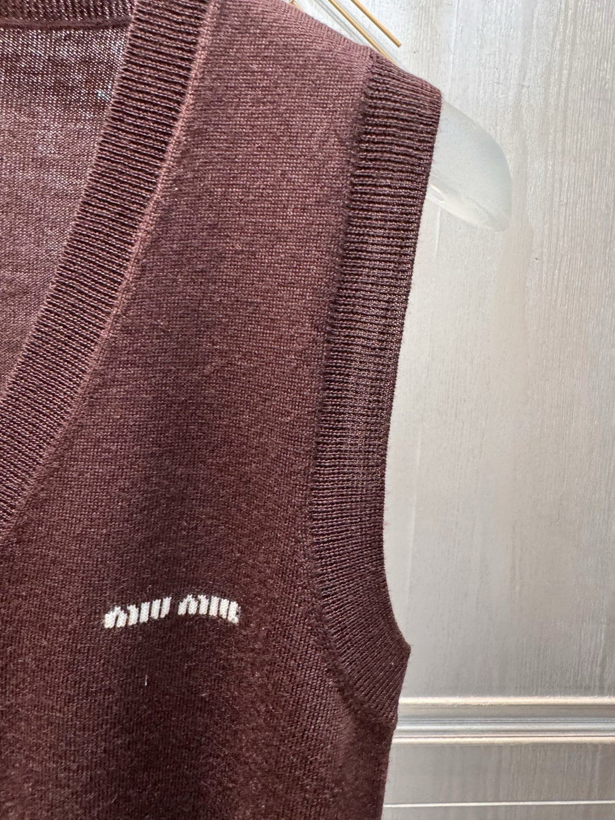 Miumiu 2026 Knit Vest Coffee Brown Wool