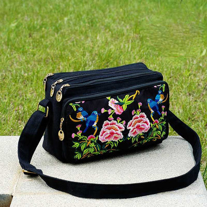 New Ethnic Style Embroidery Bag Retro Canvas Casual Women'S Bag Small Bag Crossbody Bag