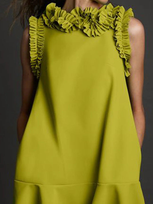 Sleeveless Ruffled Solid Color Dresses Mini Dresses Short Dresses