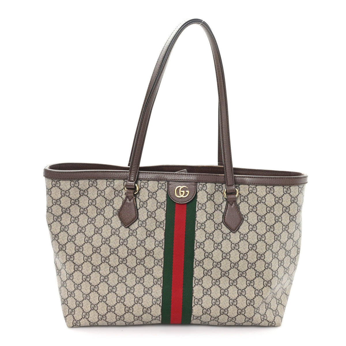 GG Supreme Monogram Medium Ophidia Shopping Tote Brown