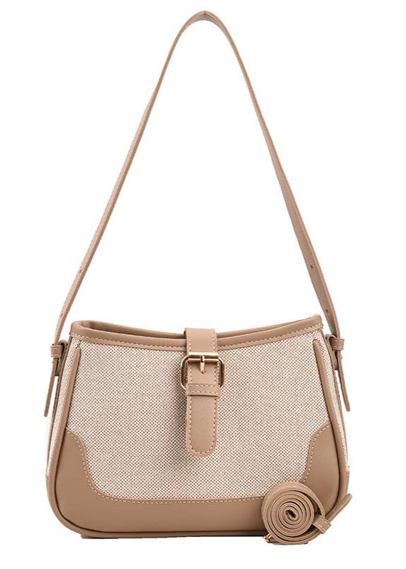 Canvas Shoulder Bag With Leather Trim