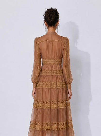Celeste Elegant Cut-Out Panel Maxi Dress