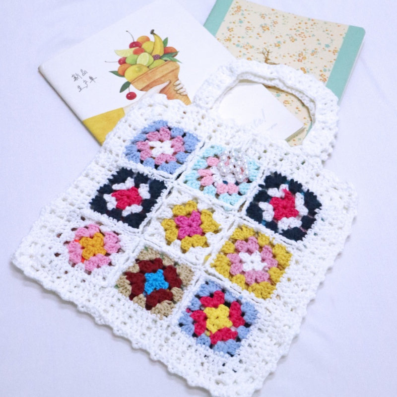 Crochet Granny Square Bag Fower Tote Bag
