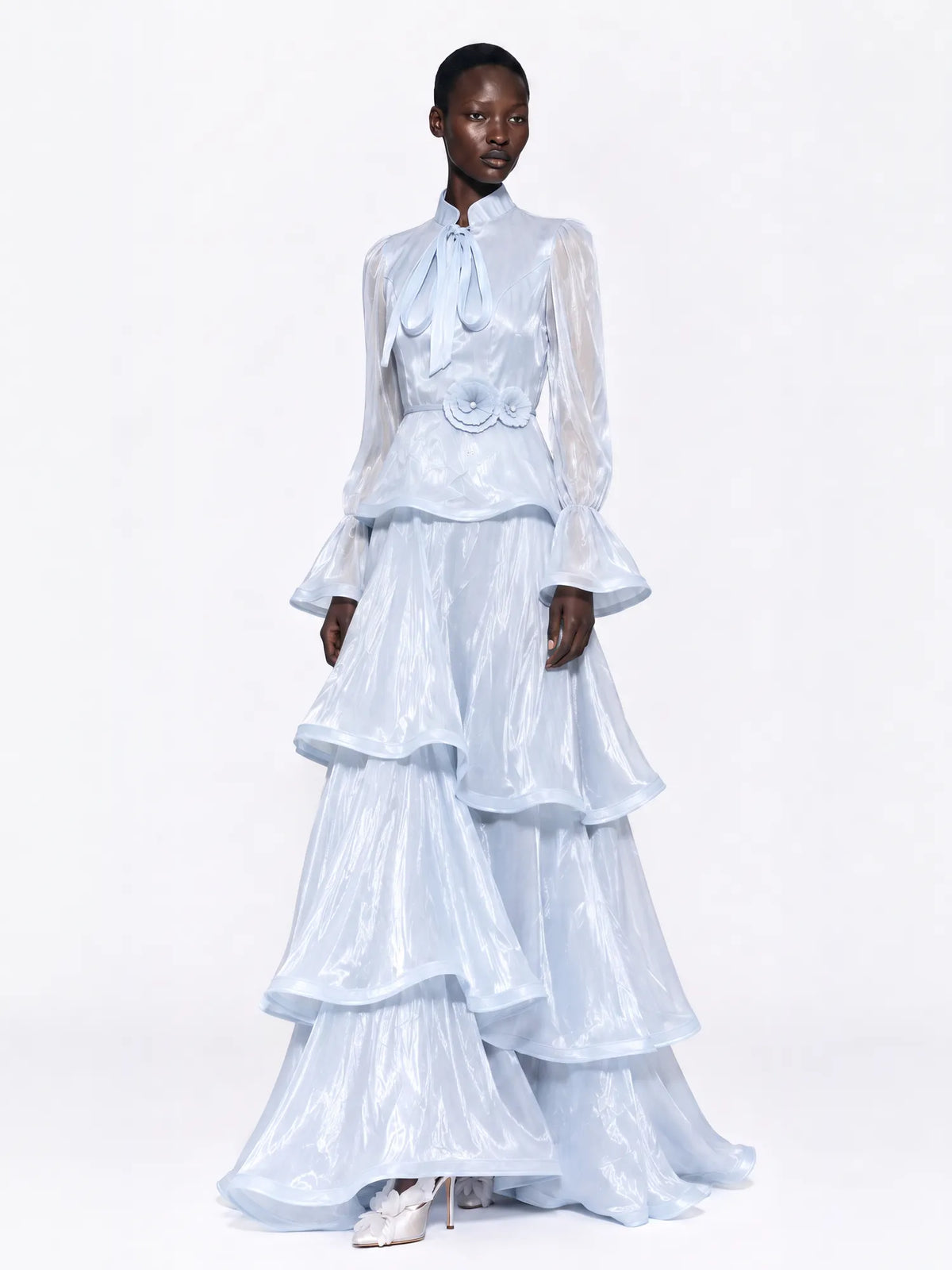 Rylee Tiered Ruffle Bell-Sleeve Maxi Dress