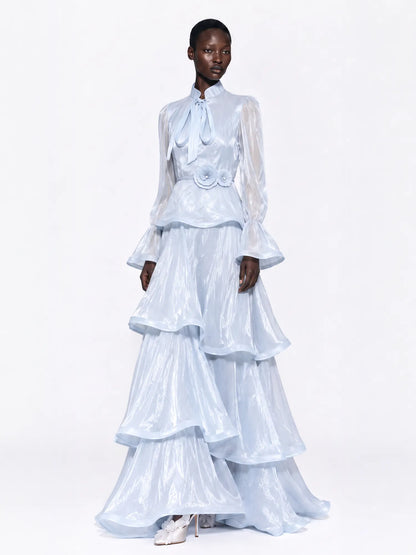Rylee Tiered Ruffle Bell-Sleeve Maxi Dress
