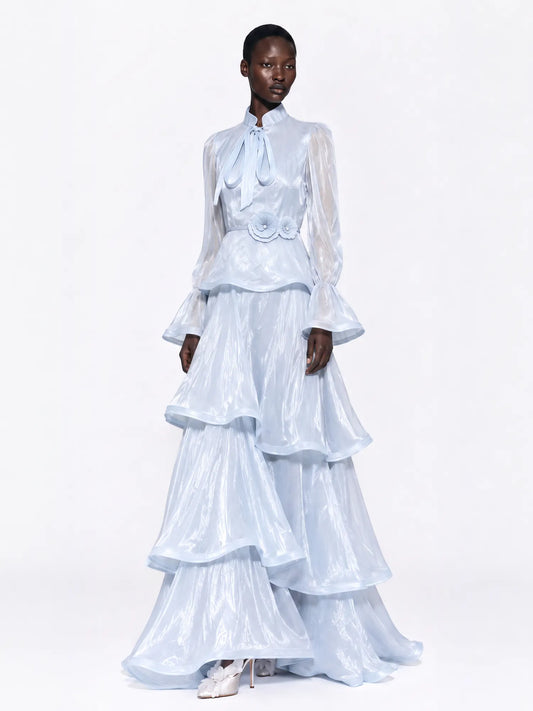 Rylee Tiered Ruffle Bell-Sleeve Maxi Dress