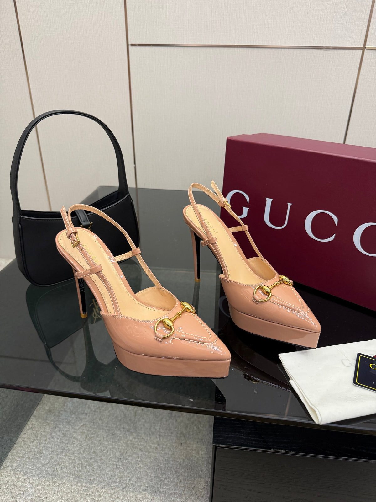 GG 25 Platform Sandals 11.8cm Muted Pink Patent Leather