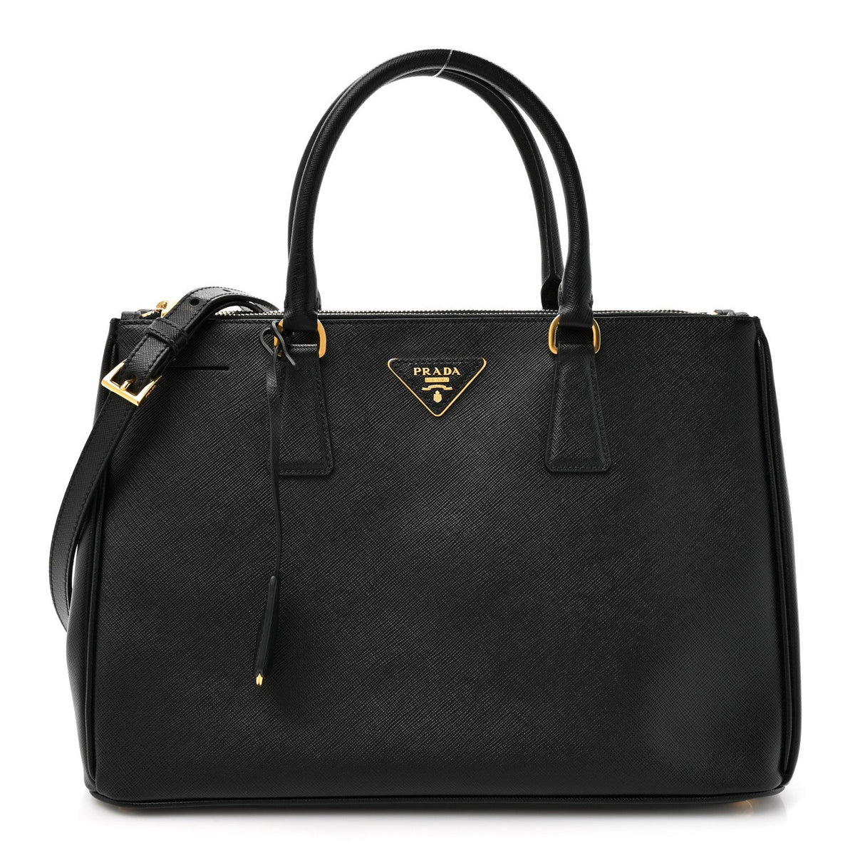 Saffiano Medium Galleria Double Zip Tote Black