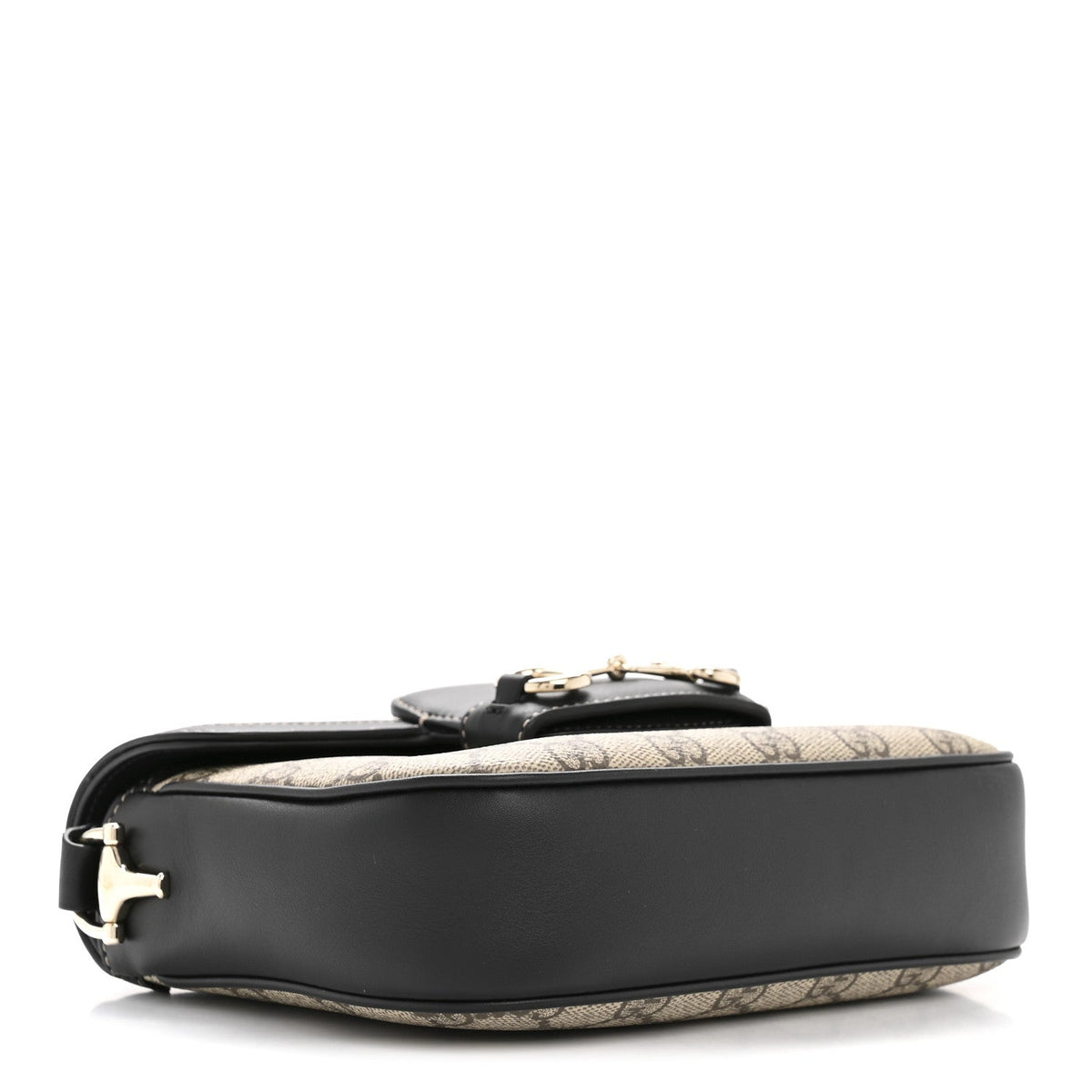 GG Supreme Monogram Horsebit 1955 Soft Small Shoulder Bag Beige Black