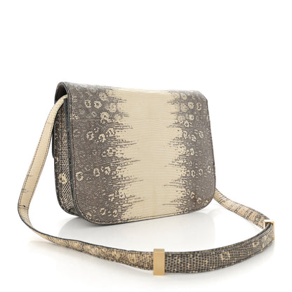 Lizard Medium Classic Box Flap Bag Natural