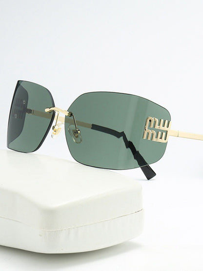 Josephine Curved Lens Rimless Sunglasses