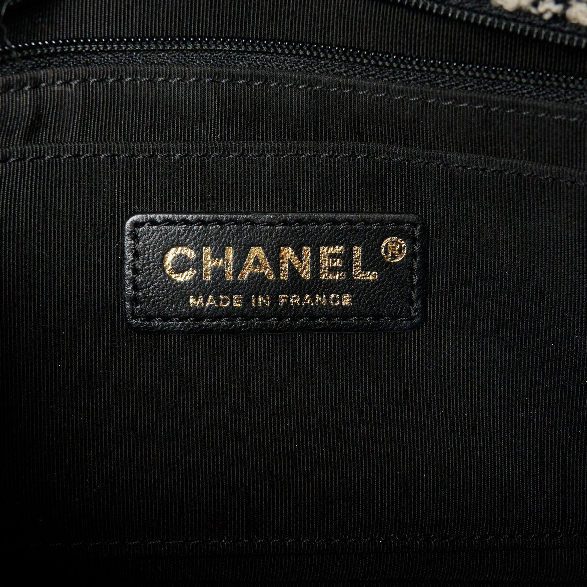 Shearling Sheepskin Tweed Quilted Single Flap Black