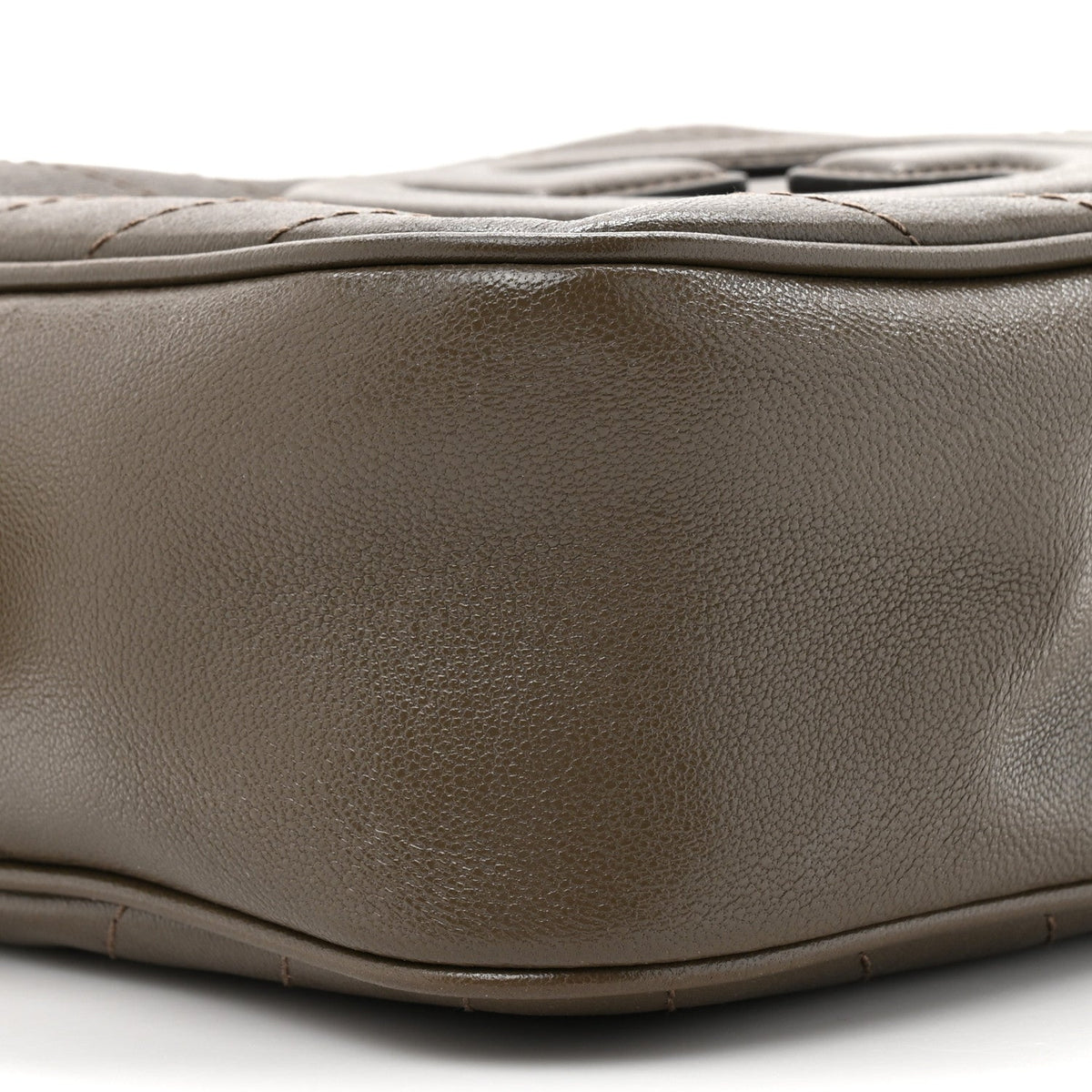 Sakai Be Green Calfskin Diagonal Stitched Small Blondie Shoulder Bag Craclet Brown