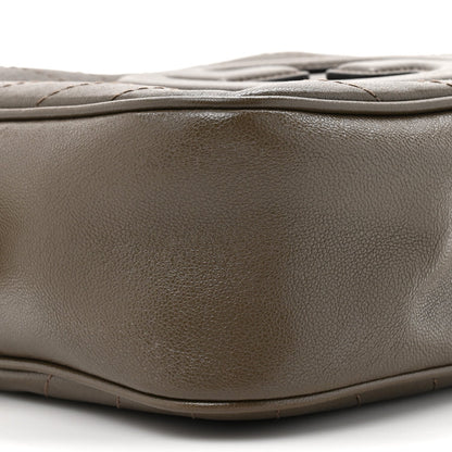 Sakai Be Green Calfskin Diagonal Stitched Small Blondie Shoulder Bag Craclet Brown