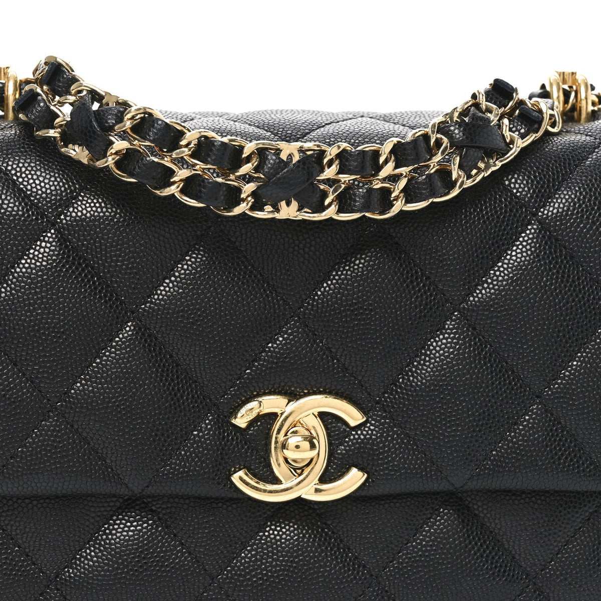 Caviar Quilted Mini Coco First Flap Black