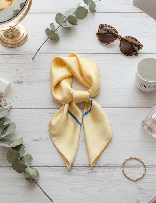 Simple Polka Dot Square Silk Scarf