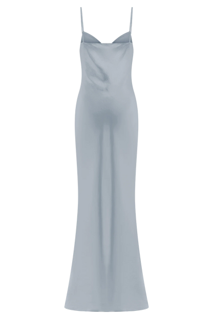Lilly Sweetheart Satin Maxi Dress - Frosted Blue