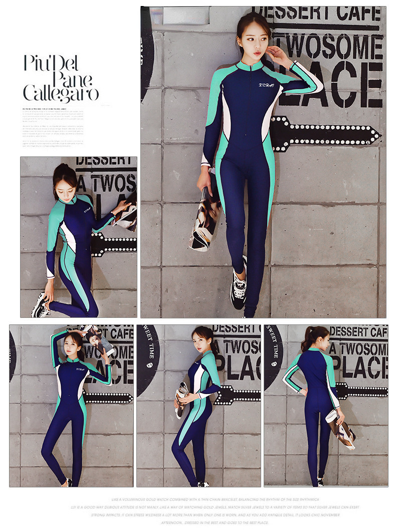 Diving Suit Women'S Long Sleeve Sunscreen Swimsuit One-Piece Jellyfish Snorkeling Surf Suit
