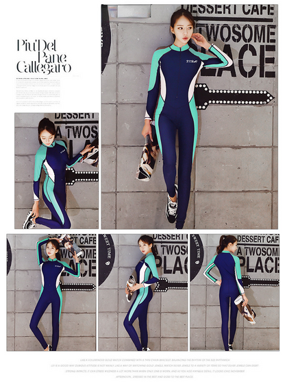 Diving Suit Women'S Long Sleeve Sunscreen Swimsuit One-Piece Jellyfish Snorkeling Surf Suit