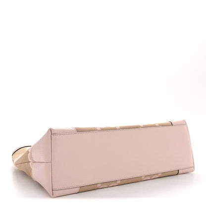 Monogram Jumbo GG Textured Dollar Calfskin Medium Ophidia Shopping Tote Beige Perfect Pink