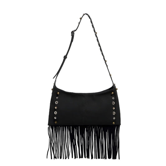 Cosbai - Boho Punk Fringe Shoulder Bag - Blod &amp; Classic
