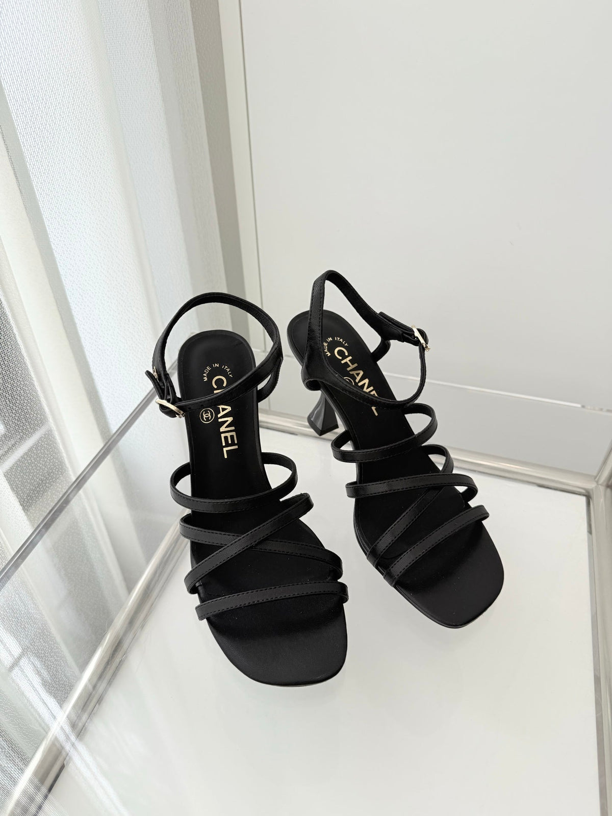 CC Cruise 25/26 Sandal 95mm Black Lambskin 597353