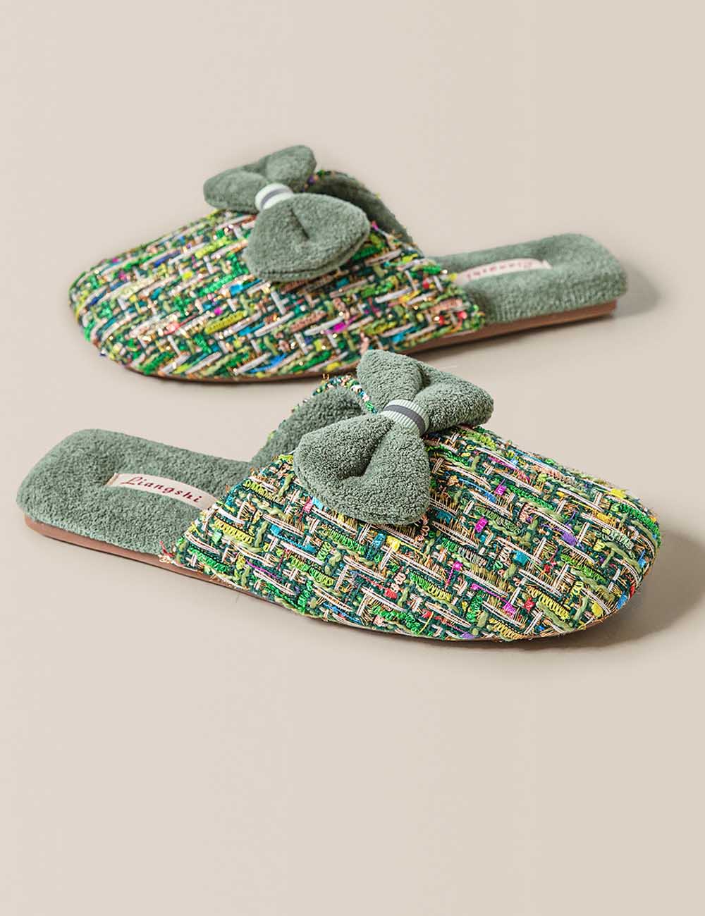 Trendy Bow Knot Thicken Plush Indoor Slippers