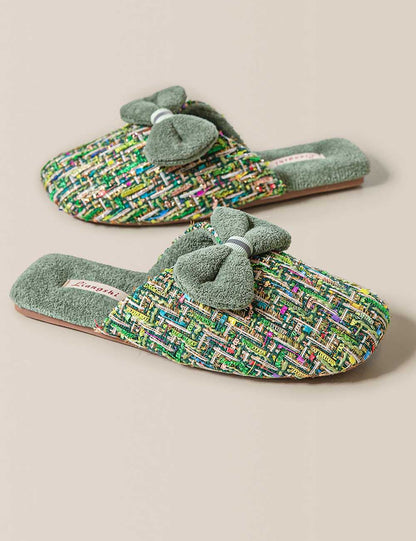 Trendy Bow Knot Thicken Plush Indoor Slippers