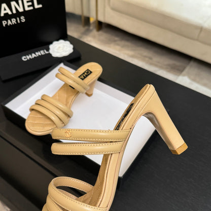 CC 26C Double C Strap Sandals Beige Sheepskin