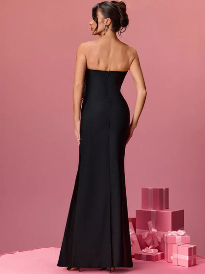 Serenity Strapless Flower Bandage Maxi Dress