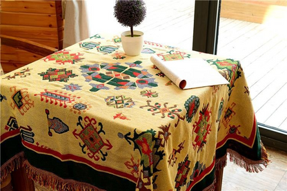 Tibetan Style Double-Sided Sofa Towel Pad Knitted Full Cover Cloth Pure Cotton Geometric Cover Blanket