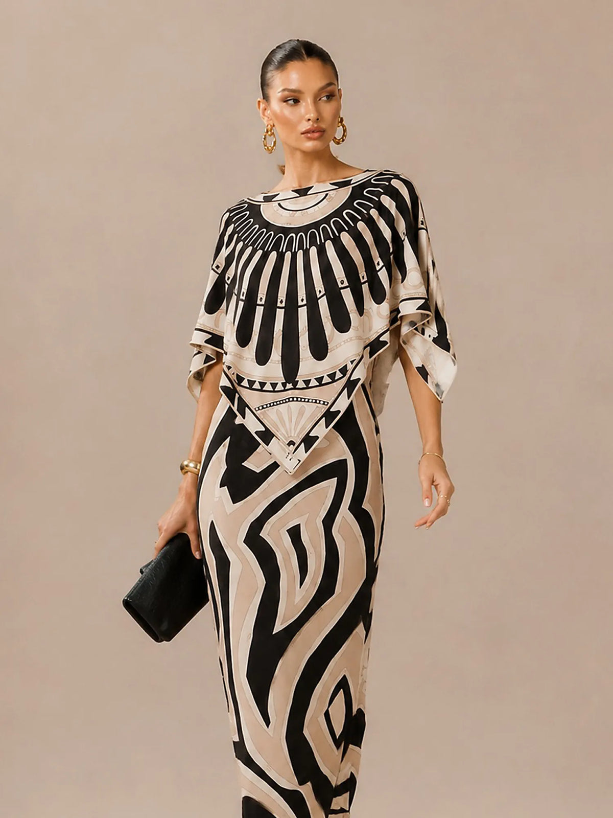 Lucy Printed Slim-Fit Zebra-Striped Dress Set