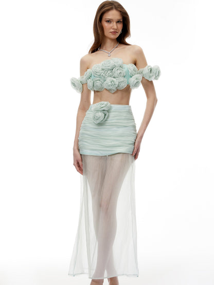 Liana 3D Floral Strapless Two Piece Set