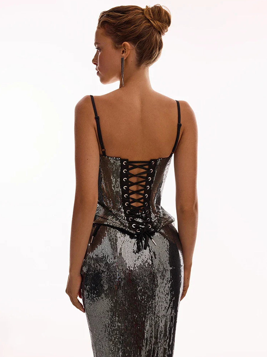 Quinn Sequin Bustier Maxi Dress