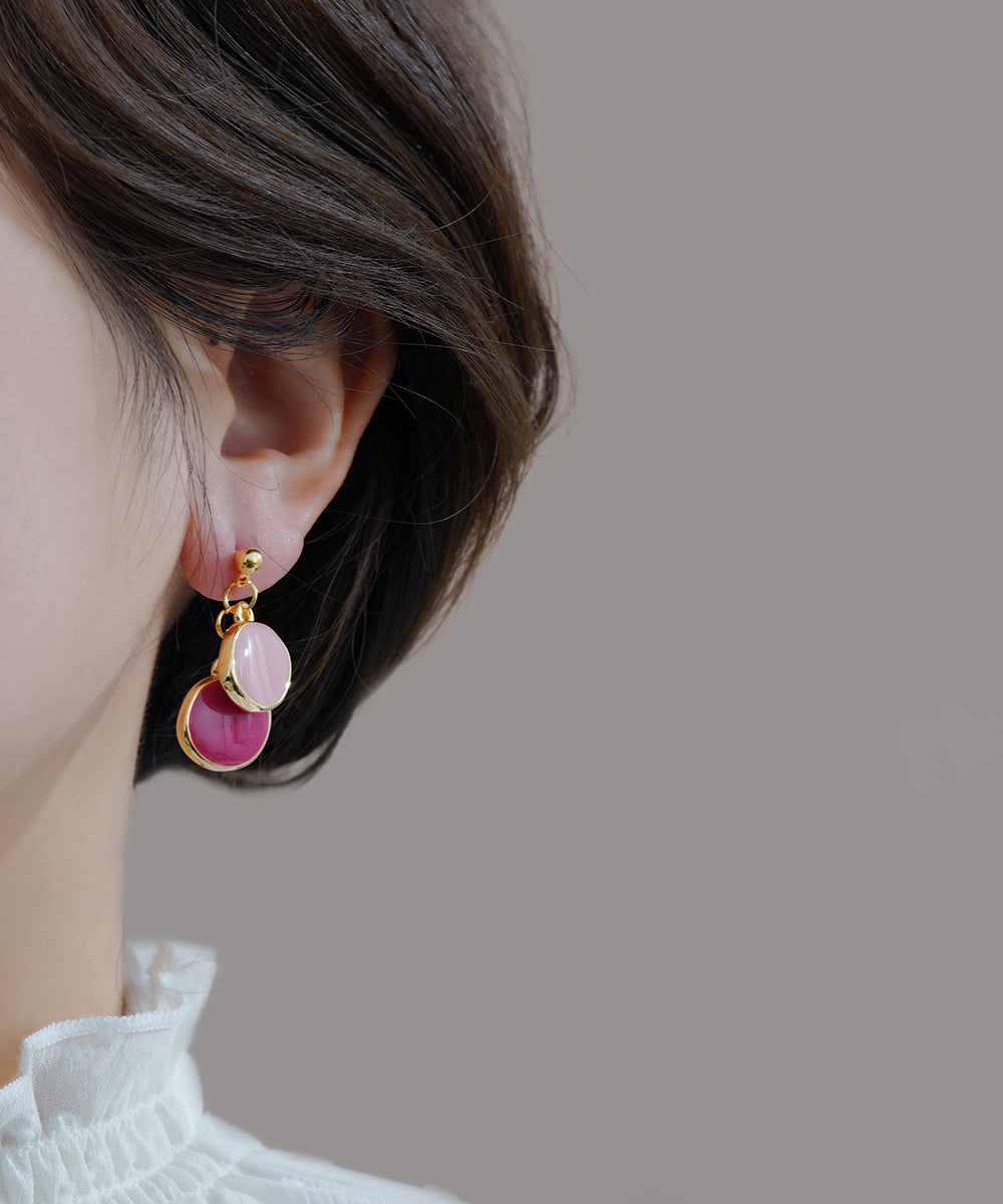 Original Design Gold Alloy Drop Glaze Round Drop Earrings