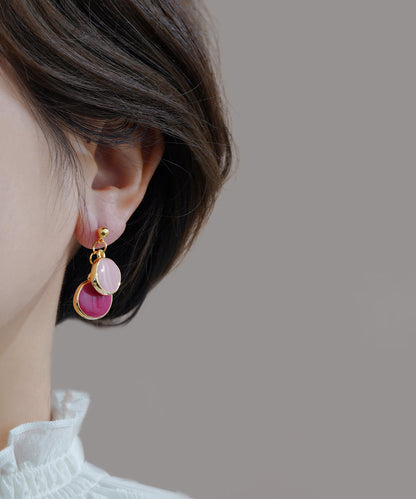 Original Design Gold Alloy Drop Glaze Round Drop Earrings