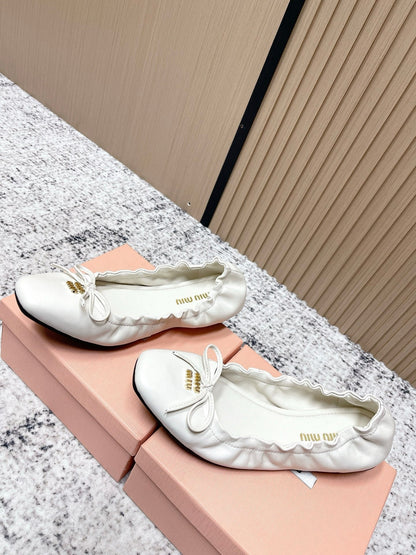 Miu Mary Jane Flat White Sheepskin 591573