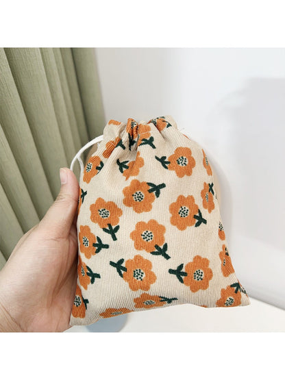 Cosbai - Floral Drawstring Pouch - Mini &amp; Portable