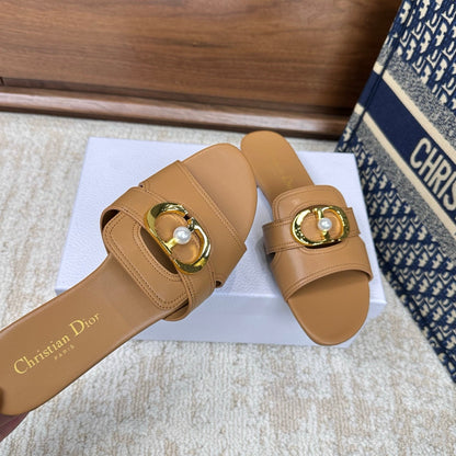 CD Montaigne Sandals Light Brown in Calfskin 598173