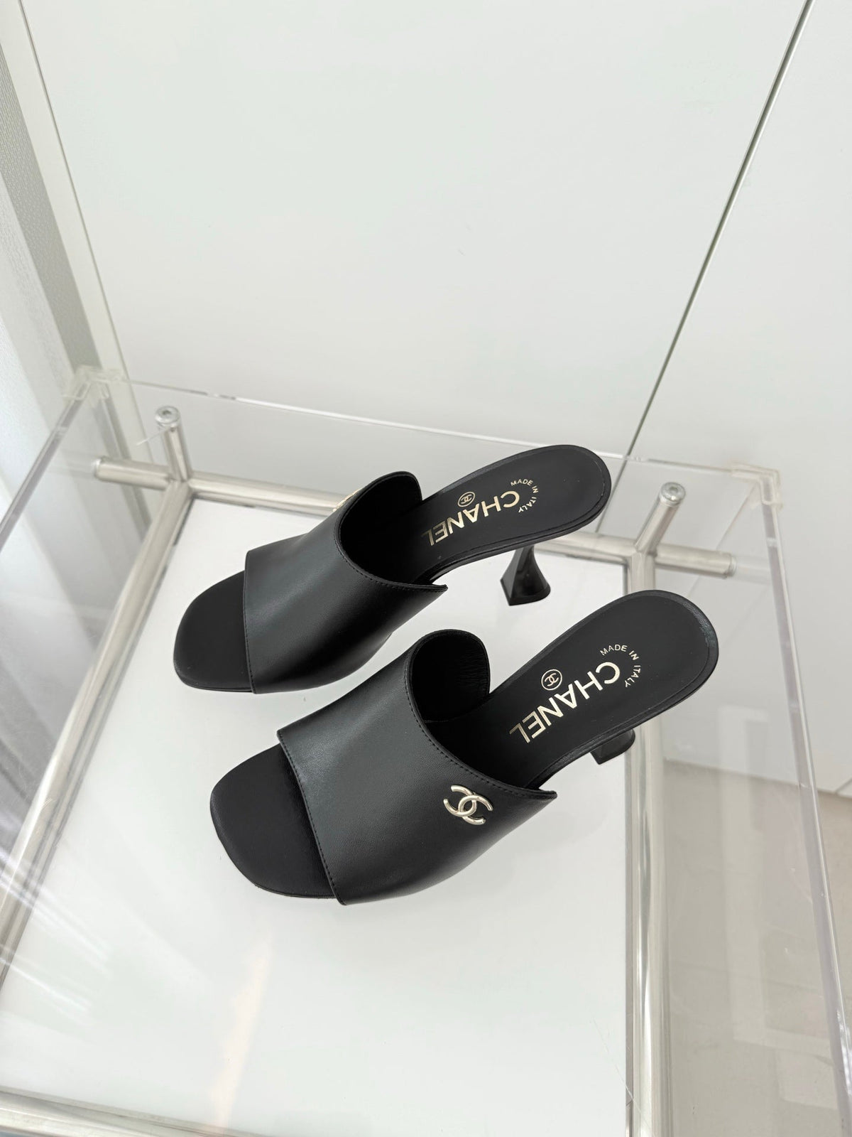 Chanel 26 Sandal 90 Black in Lambskin 597366