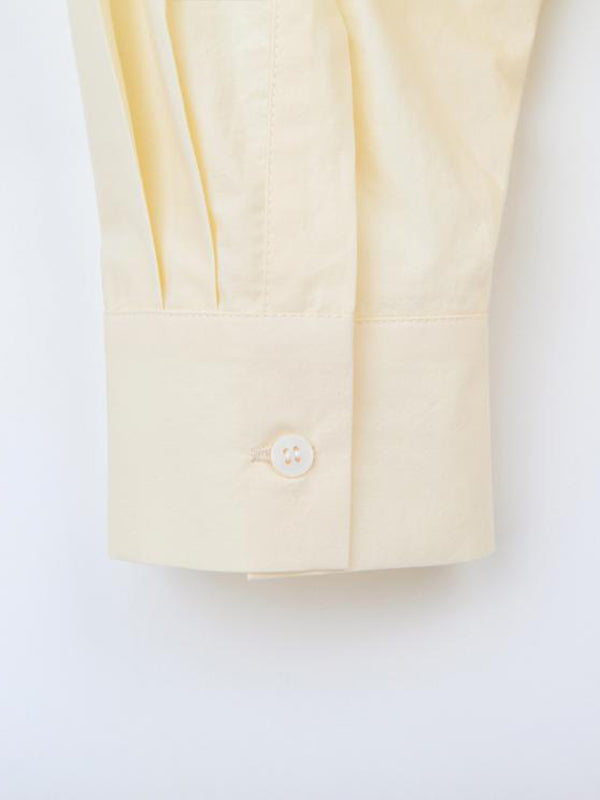 Long Sleeves Loose Buttoned Hollow Pleated Solid Color Split-Joint Lapel Blouses&Shirts Tops