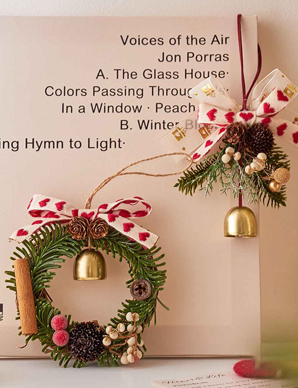 Christmas Wreath Bow Jingle Bell Hanging Orenament