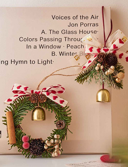 Christmas Wreath Bow Jingle Bell Hanging Orenament