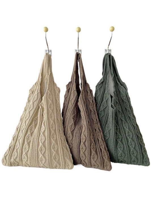 Cosbai - Vintage Knit Shoulder Tote Bag - Casual &amp; Stylish