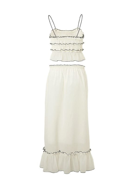 Two Piece Cotton Bow Tie Ruffle Set