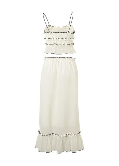 Two Piece Cotton Bow Tie Ruffle Set