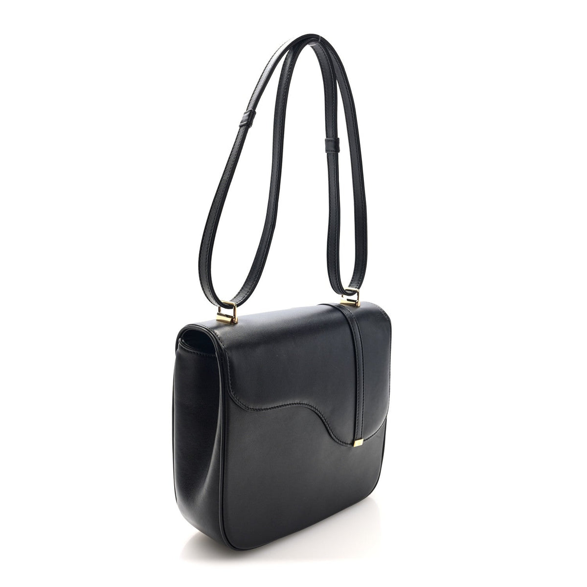Honey Calfskin Lizard Equestrian Bag Black