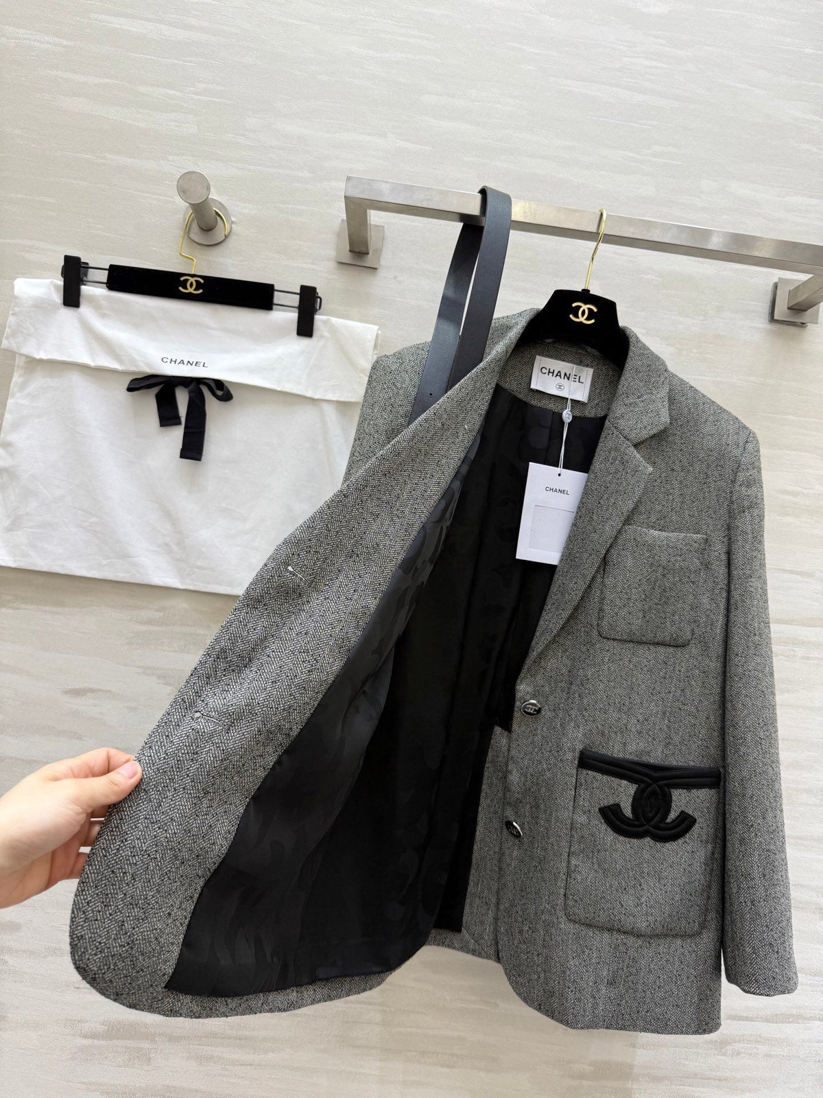 CC 26s Fitted Blazer Grey Wool Blend 352329